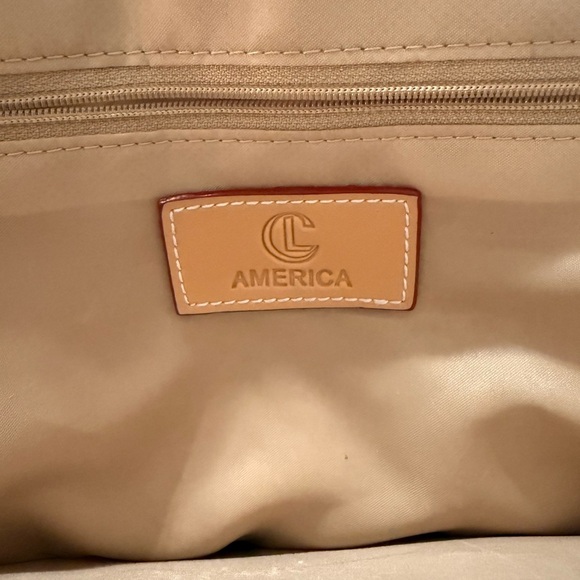 CL America Top Handle Bag With Crossbody Detachable Strap Tan, Black, Red Zip - Picture 11 of 16